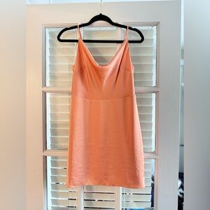 Sunday Best Orange Satin Slip Dress - Size M
